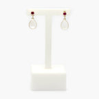 Moonstone & Ruby Drop Earrings - Jordans Jewellers