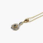 Octogen Blue Sapphire & Diamond Art Deco Style Pendant Necklace - Jordans Jewellers
