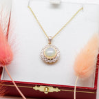 Opal & Diamond Cluster Pendant Necklace - Jordans Jewellers