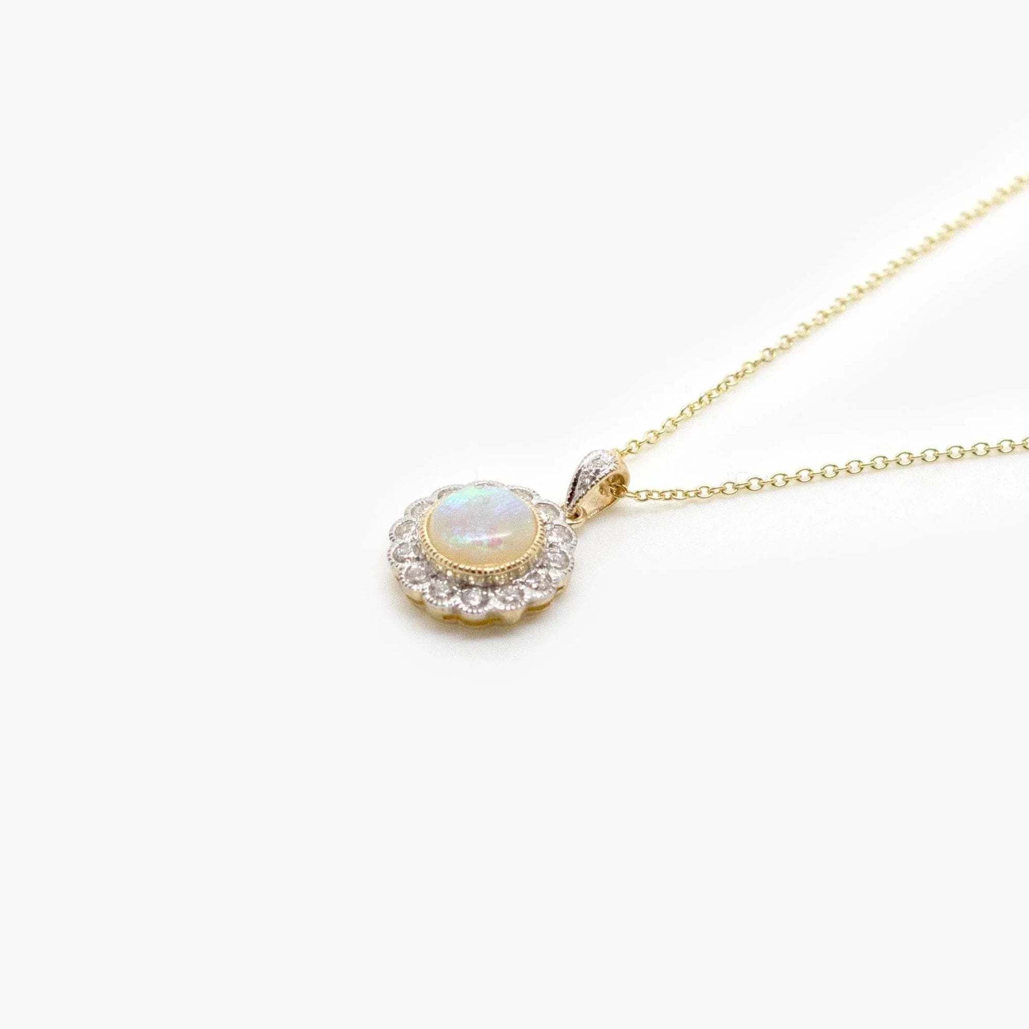 Opal & Diamond Cluster Pendant Necklace - Jordans Jewellers