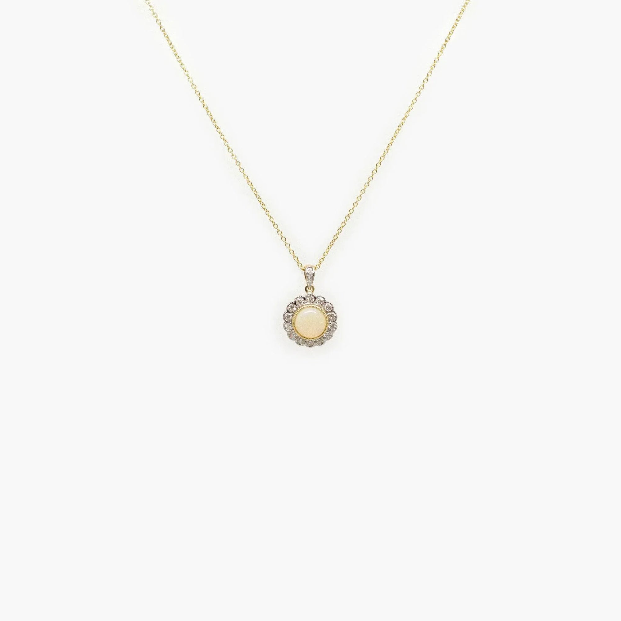 Opal & Diamond Cluster Pendant Necklace - Jordans Jewellers