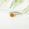 Orange Sapphire & Diamond Three Stone Ring