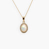 Oval Opal & Diamond Cluster Pendant Necklace