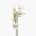 Pearl & Three Diamond Graduated Drop Earrings - Jordans Jewellers