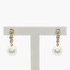 Pearl & Three Diamond Graduated Drop Earrings