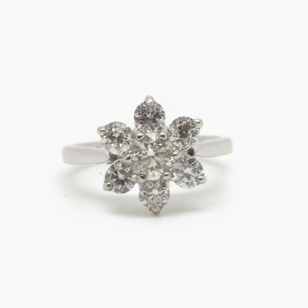 Platinum 1.65 Carat Diamond Daisy Cluster Ring