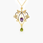 Pre-Owned Amethyst, Peridot & Opal Lavalier Pendant Necklace - Jordans Jewellers