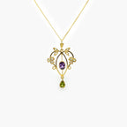 Pre-Owned Amethyst, Peridot & Opal Lavalier Pendant Necklace - Jordans Jewellers