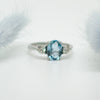 Pre-Owned Aquamarine & Diamond Trilogy Ring