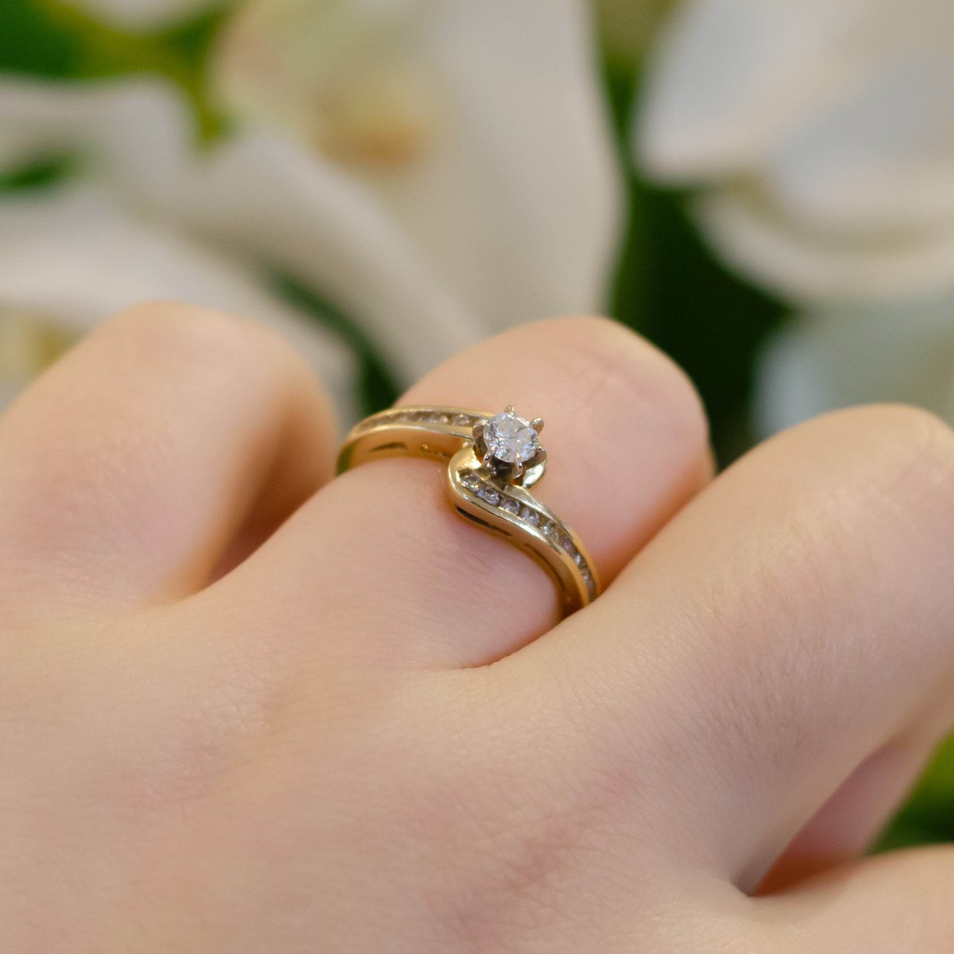 Pre-Owned Diamond Solitaire & Diamonds On The Shoulders Ring - Jordans Jewellers