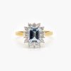Pre-Owned Emerald Cut Aquamarine & Diamond Cluster Ring