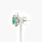 Pre-Owned Emerald & Diamond 18ct White Gold Cluster Studs - Jordans Jewellers