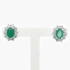 Pre-Owned Emerald & Diamond 18ct White Gold Cluster Studs