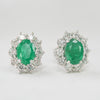 Pre-Owned Emerald & Diamond 18ct White Gold Cluster Studs