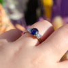 Pre-Owned Unheated Blue Sapphire & Diamond Three Stone Ring