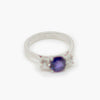 Pre-Owned Unheated Blue Sapphire & Diamond Three Stone Ring