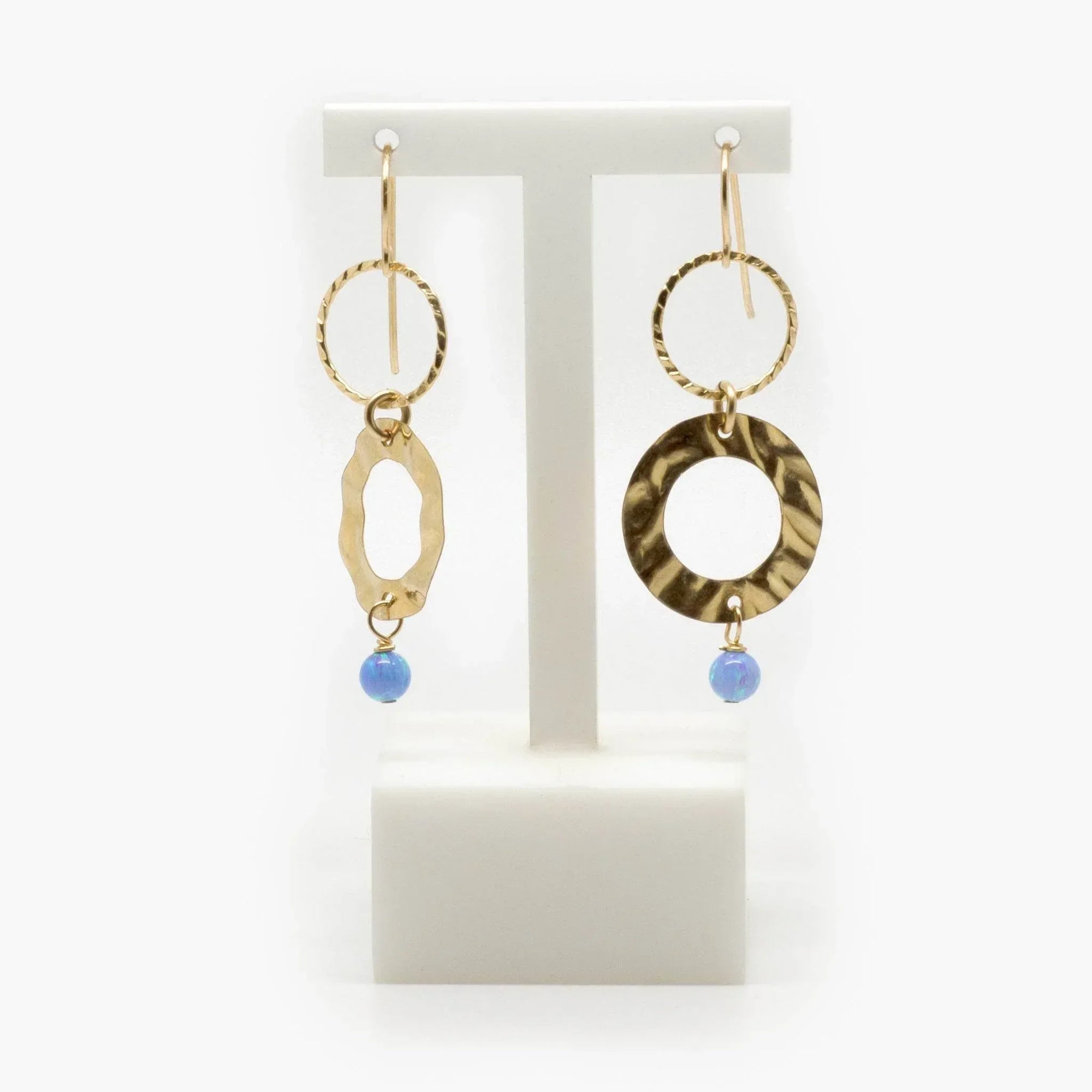 Rolled Gold Circle & Opalite Drop Earrings - Jordans Jewellers