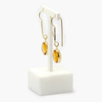 Rolled Gold Oval Citrine Drop Earrings - Jordans Jewellers