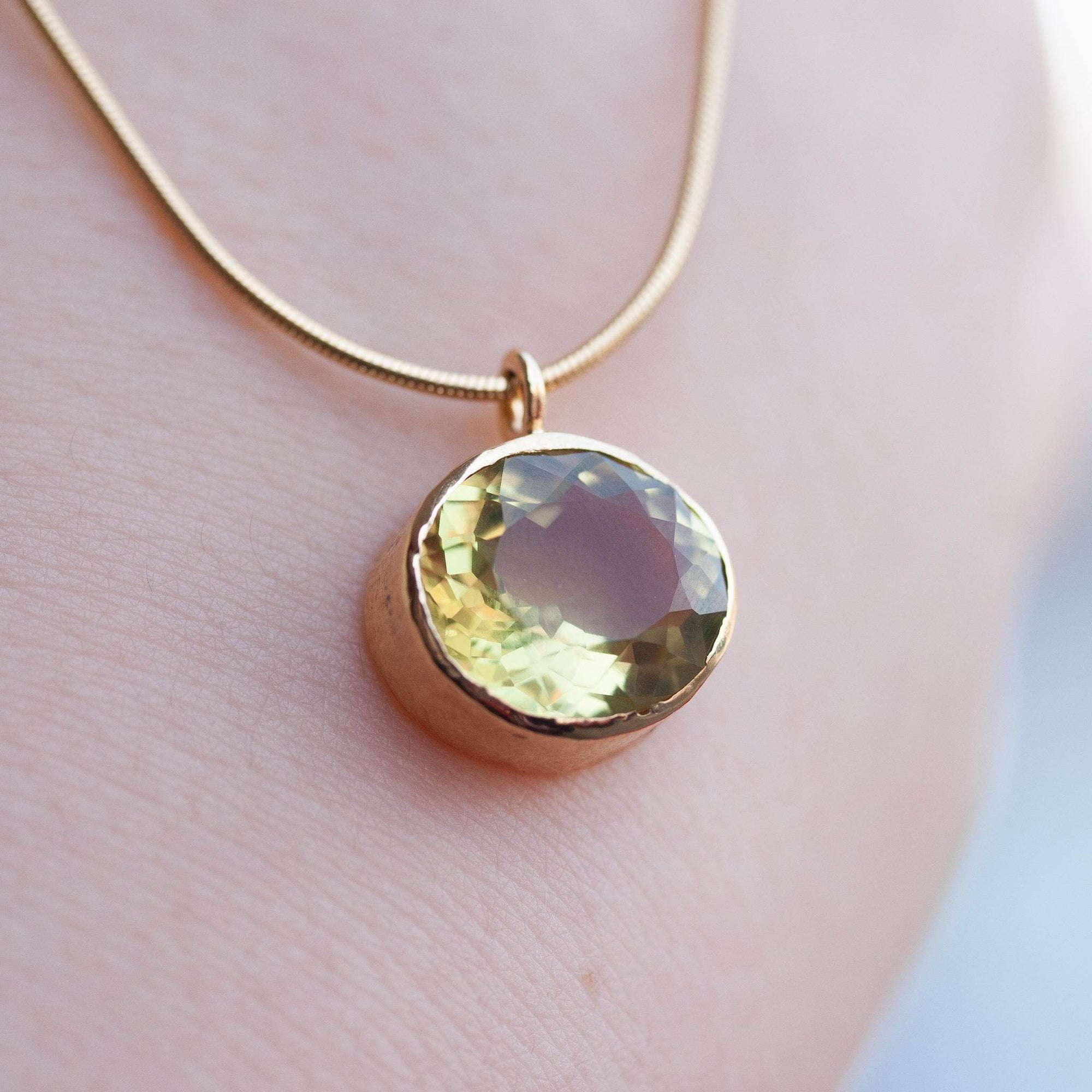 Rolled Gold Lemon Quartz Pendant Necklace - Jordans Jewellers