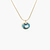 Rolled Gold Oval Blue Topaz Pendant Necklace