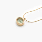 Rolled Gold Oval Green Amethyst Pendant Necklace - Jordans Jewellers