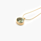 Rolled Gold Oval Green Amethyst Pendant Necklace - Jordans Jewellers