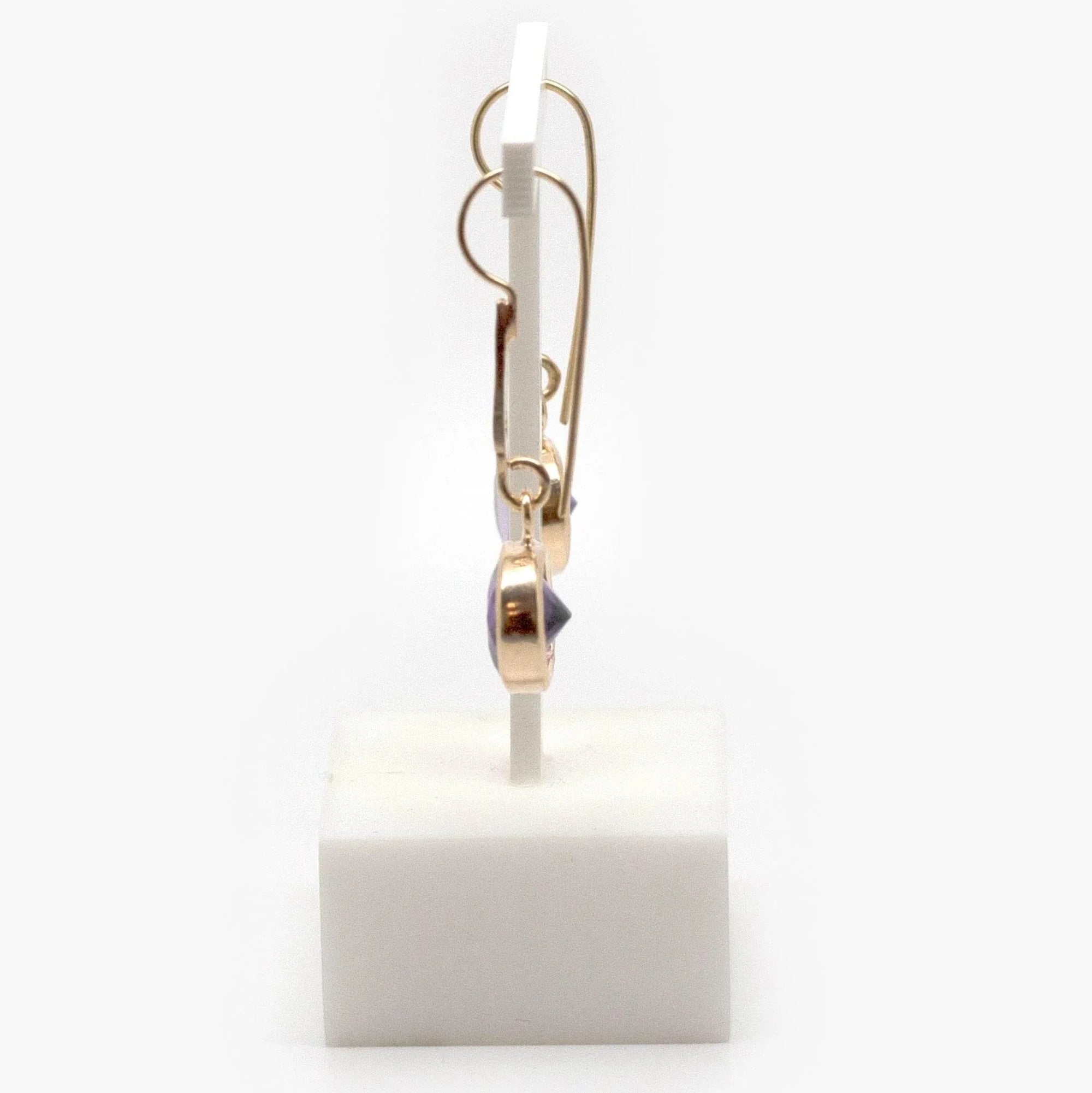 Rolled Gold Oval Purple Amethyst Drop Earrings - Jordans Jewellers