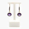 Rolled Gold Oval Purple Amethyst Drop Earrings