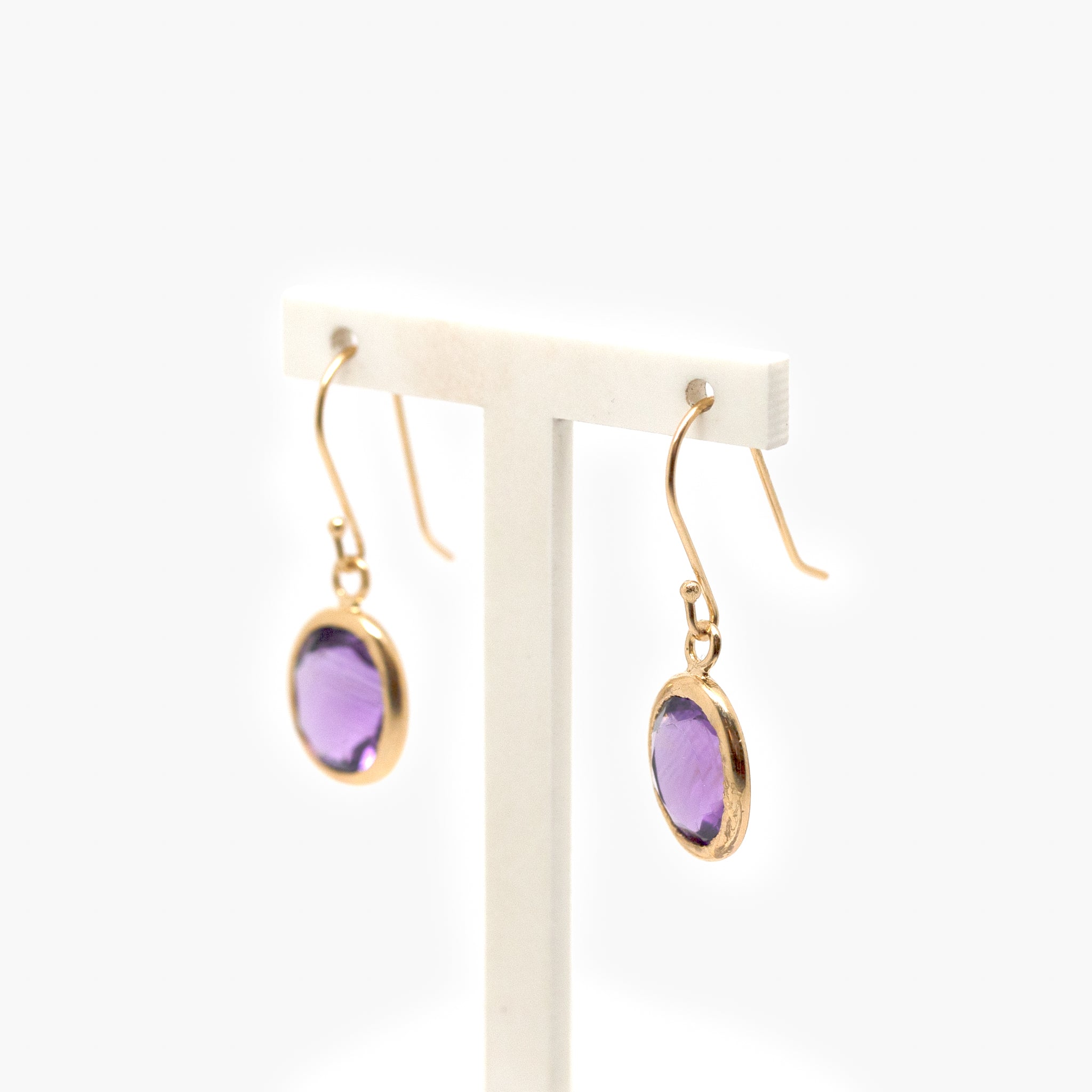Rolled Gold Purple Amethyst Drop Earrings - Jordans Jewellers