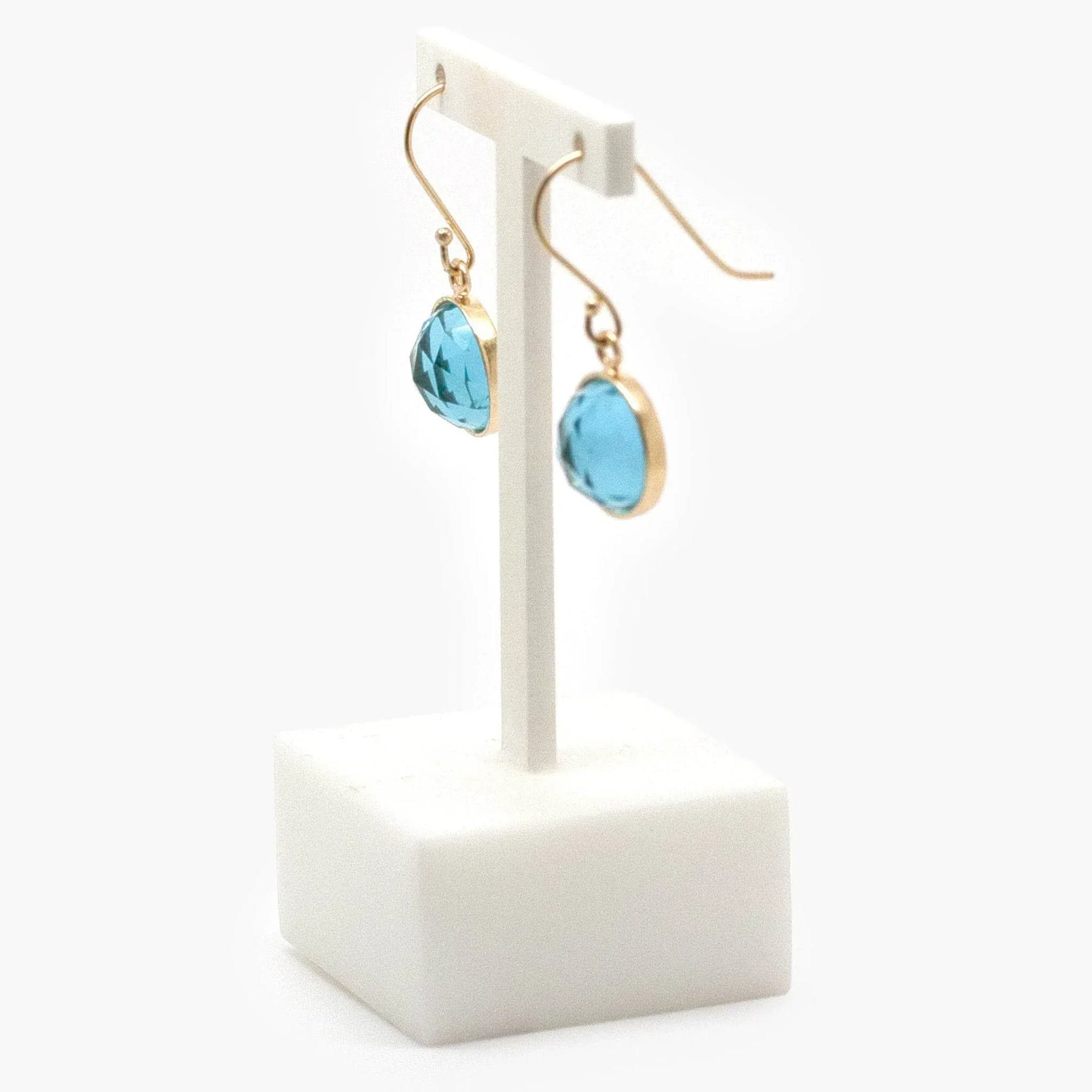 Rolled Gold Swiss Blue Topaz Drop Earrings - Jordans Jewellers