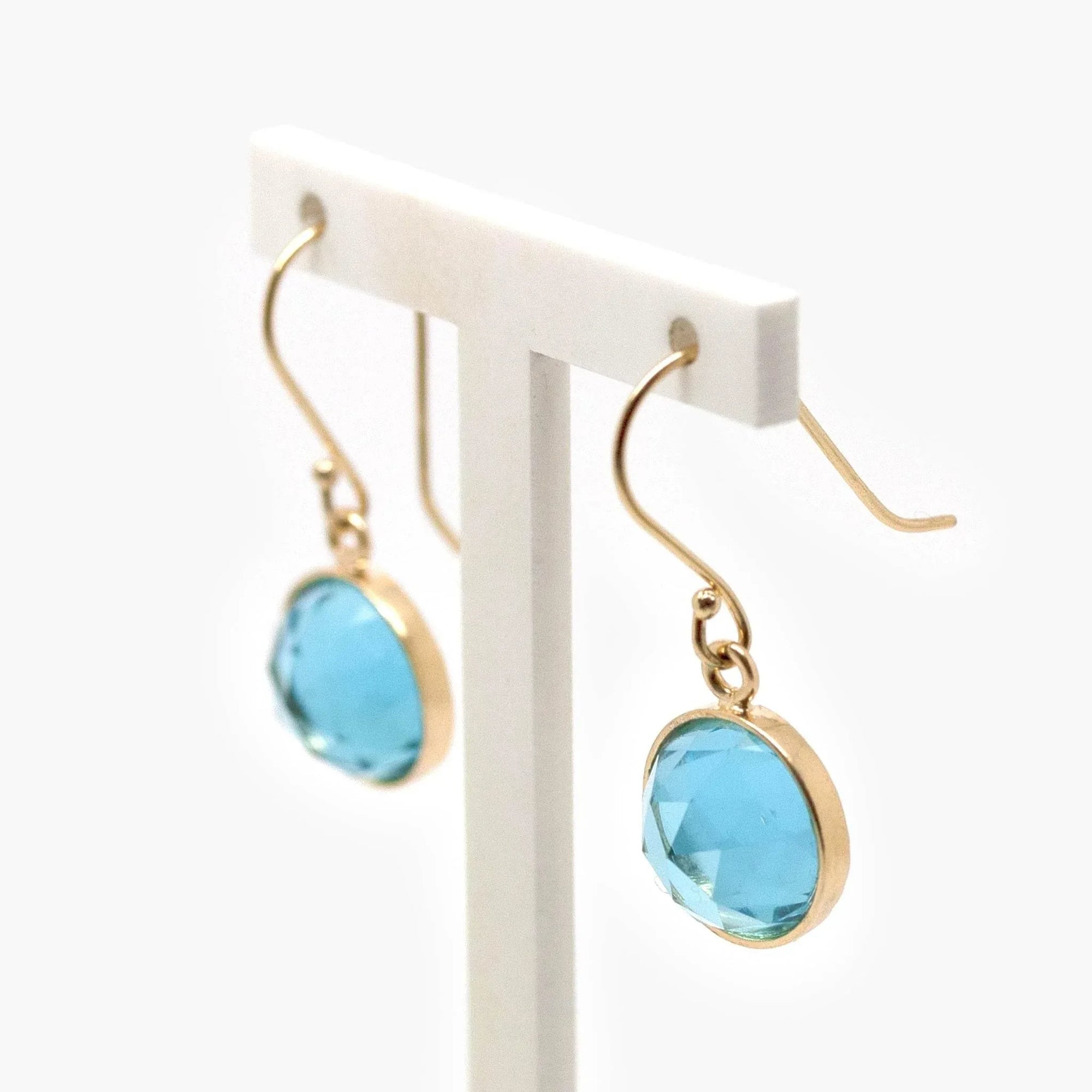 Rolled Gold Swiss Blue Topaz Drop Earrings - Jordans Jewellers