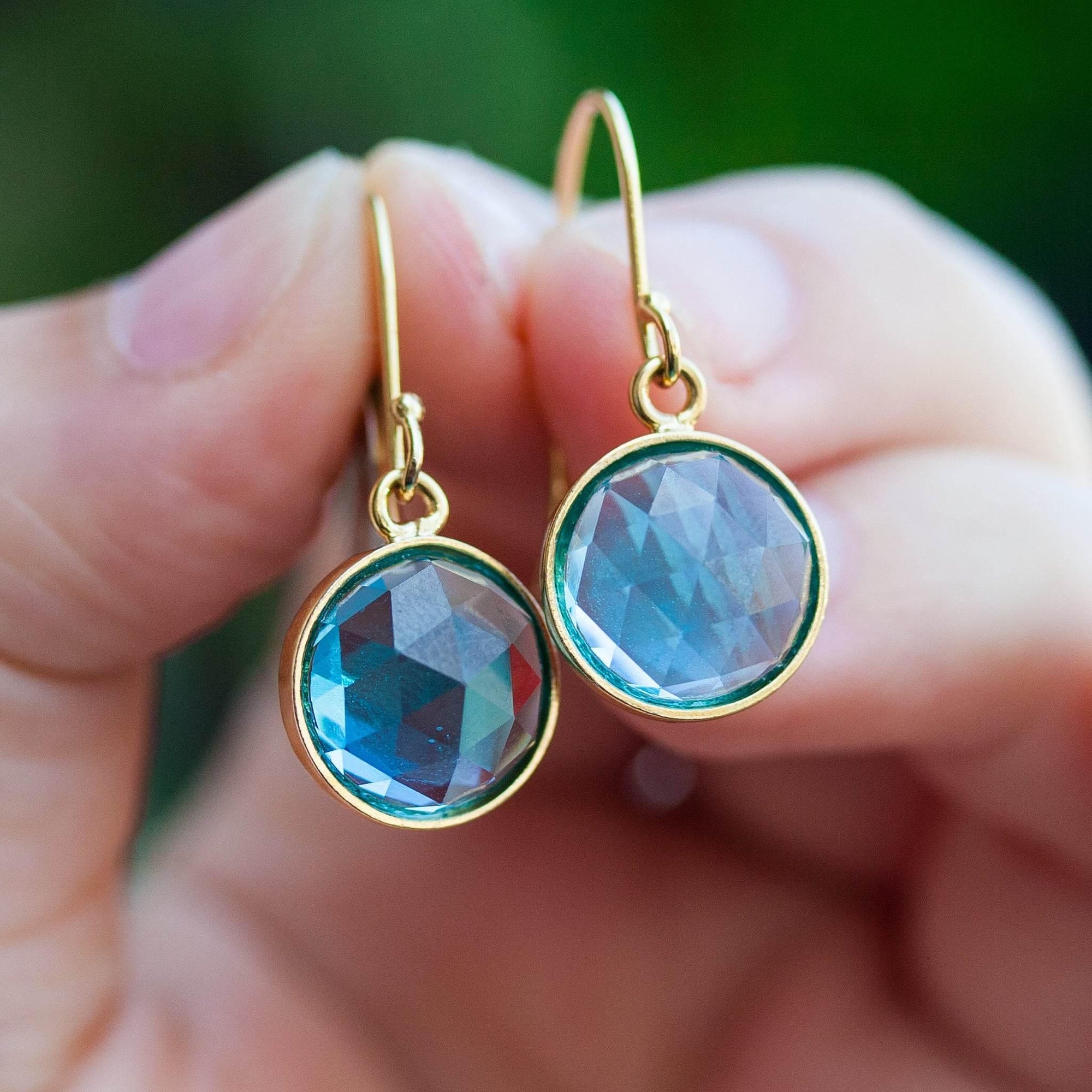 Rolled Gold Swiss Blue Topaz Drop Earrings - Jordans Jewellers