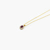 Jordans Jewellers 9ct yellow gold ruby and diamond cluster pendant necklace