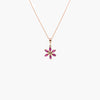 Ruby & Diamond Flower Petal Pendant Necklace