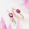 Ruby & Diamond Oval Huggie Hoop Earrings