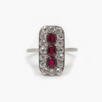 Antique Art Deco Platinum Ruby and Diamond Ring - Jordans Jewellers
