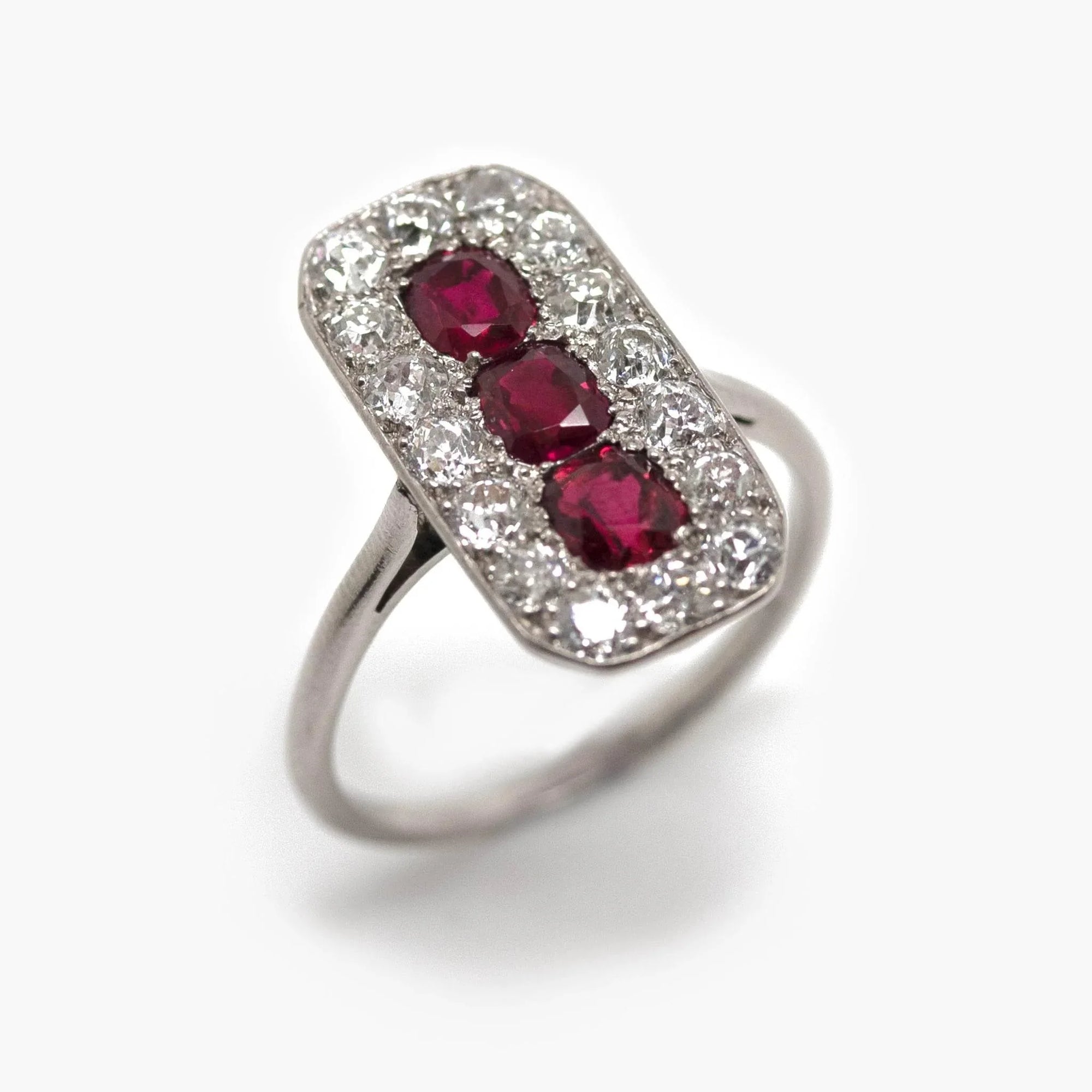Antique Art Deco Platinum Ruby and Diamond Ring - Jordans Jewellers