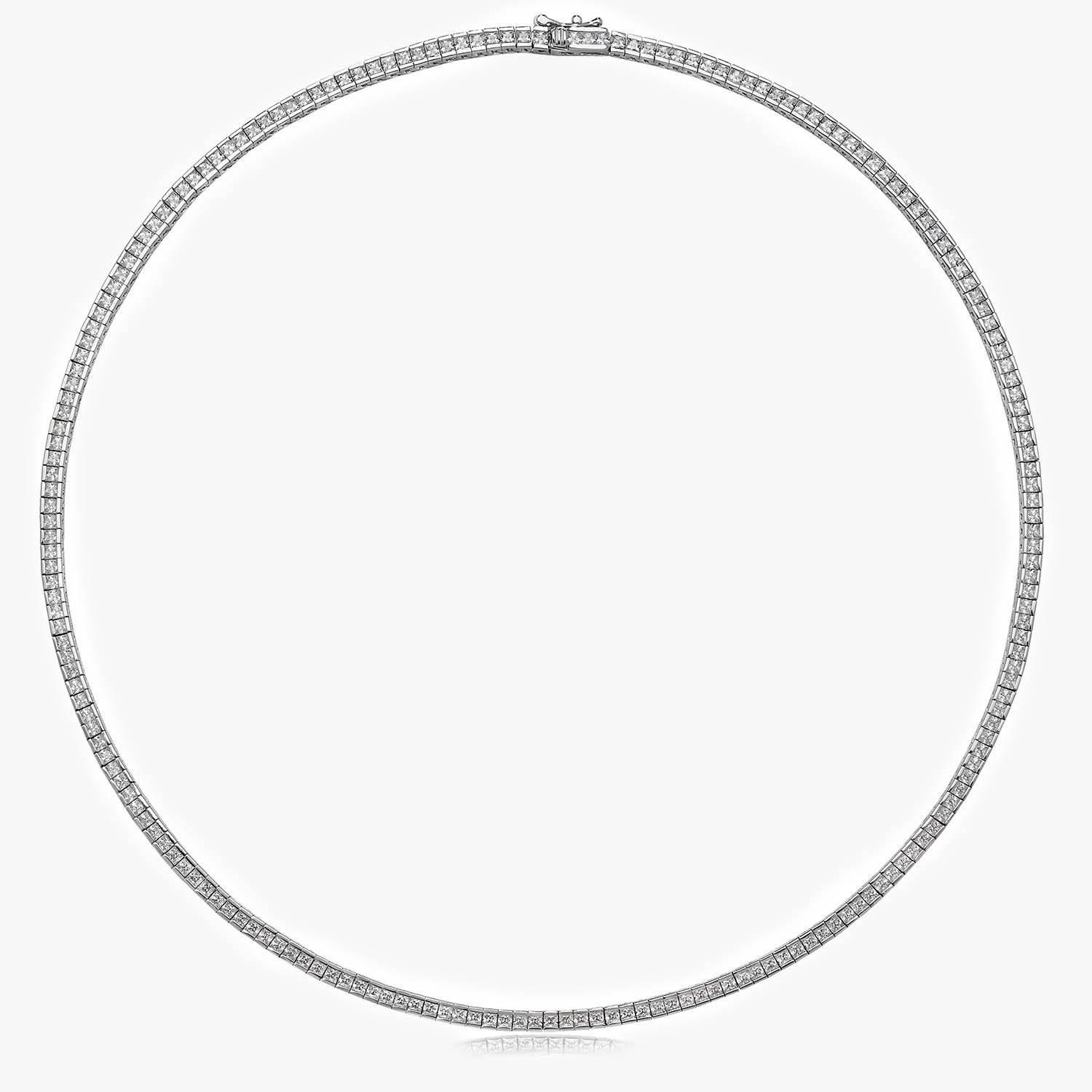 Silver End Set 0.3cm Square Cz Line Necklace - Jordans Jewellers