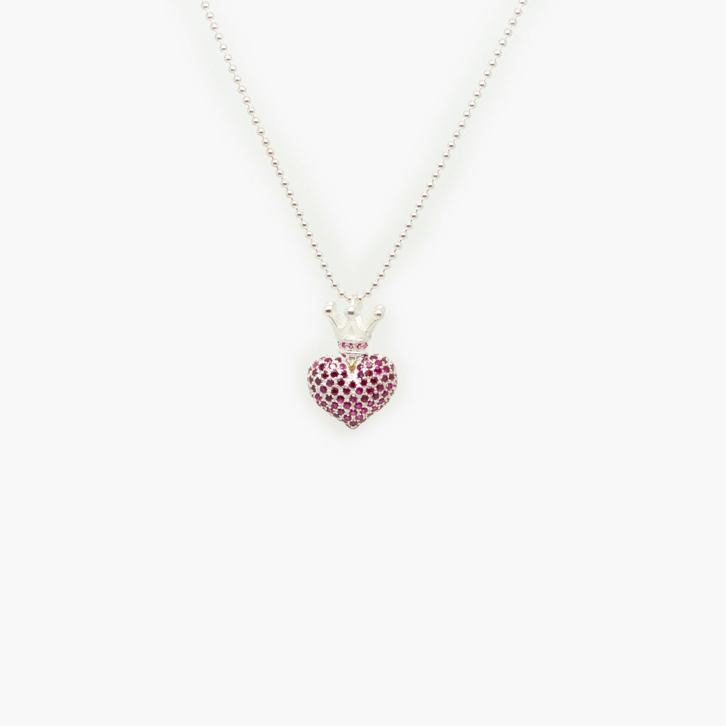 Silver & Garnet Heart Pendant Necklace