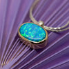 Silver & Rolled Gold Created Opal Pendant Necklace