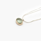 Silver & Rolled Gold Green Amethyst Pendant Necklace - Jordans Jewellers