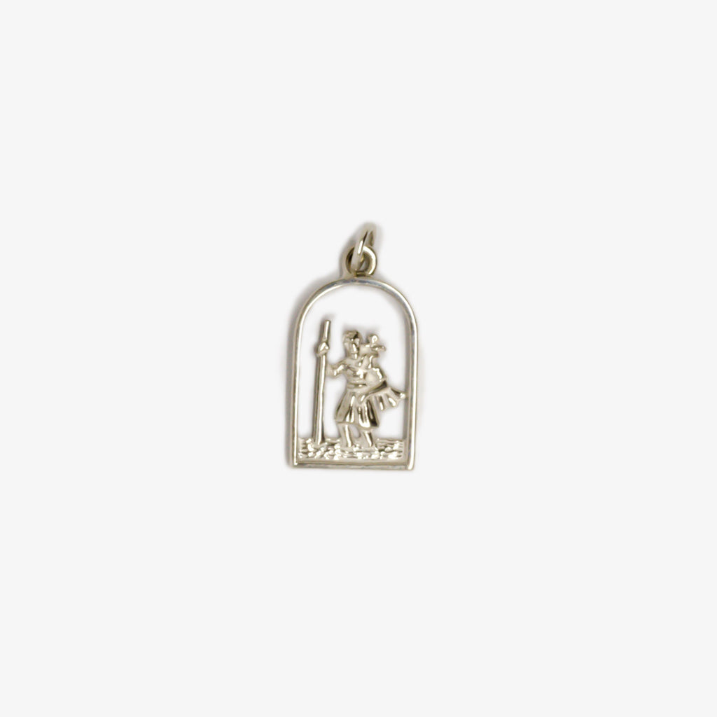 Jordans Jewellers silver arched St Christopher pendant