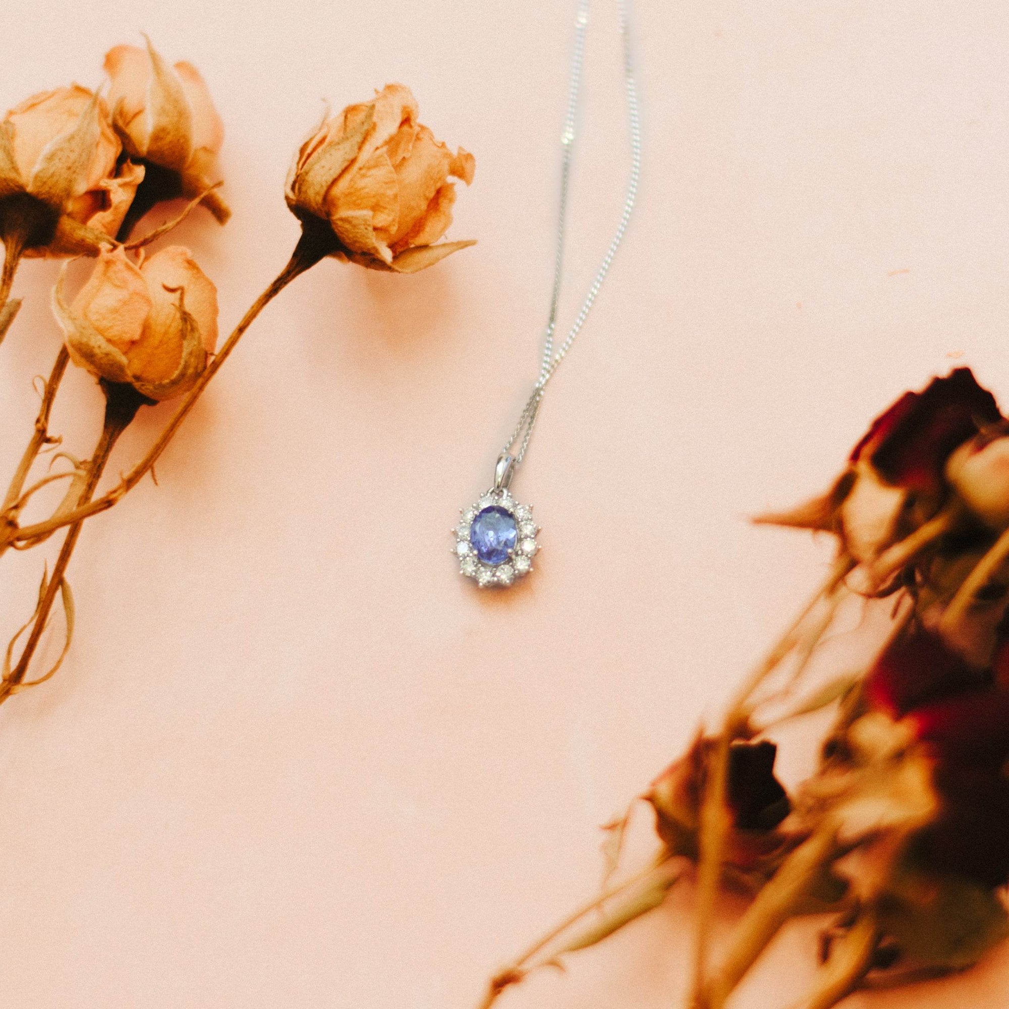 Tanzanite & Diamond Cluster Pendant Necklace - Jordans Jewellers