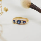 Three Stone Sapphire & Four Stone Diamond Ring - Jordans Jewellers