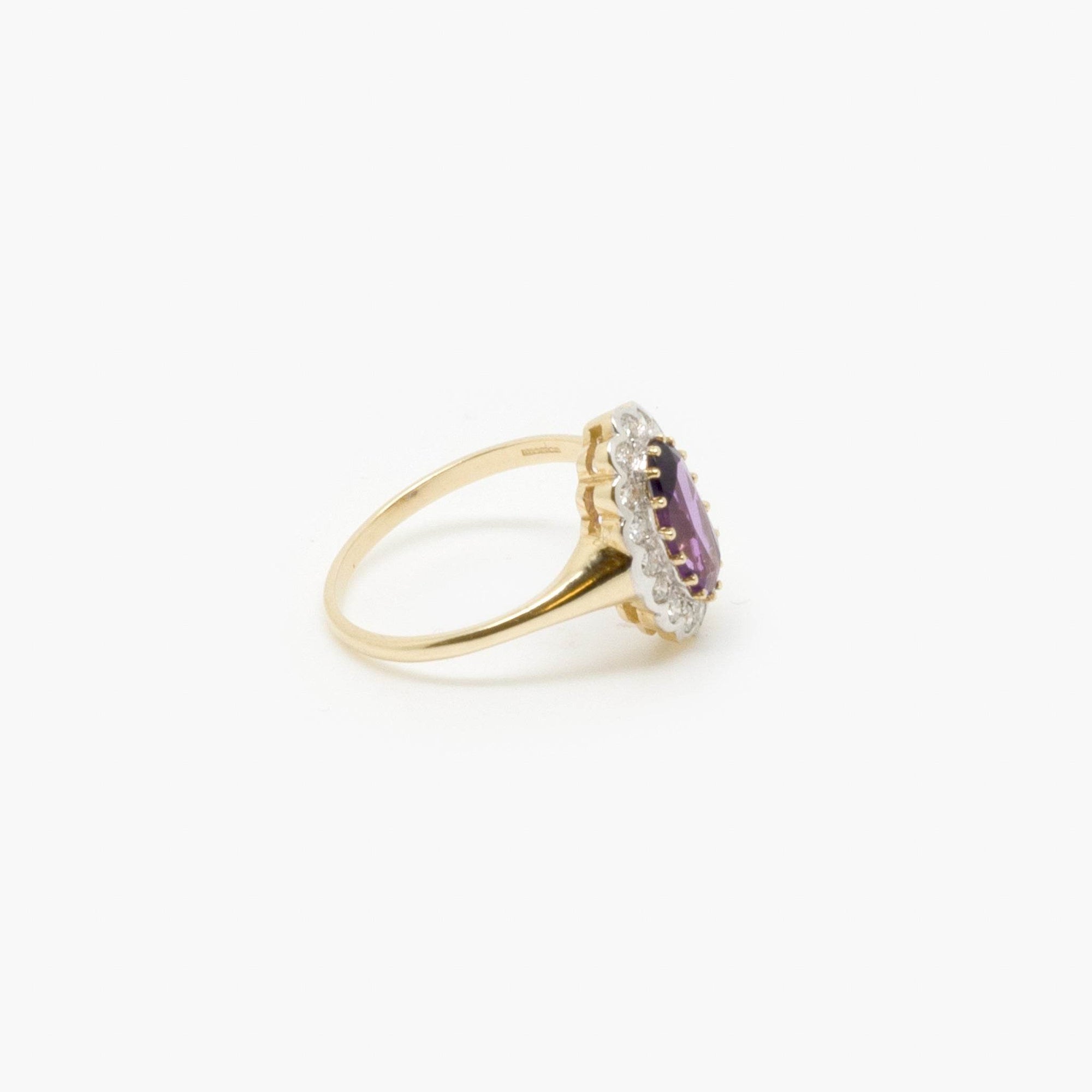 Oval Purple Amethyst & Diamond Cluster Ring - Jordans Jewellers