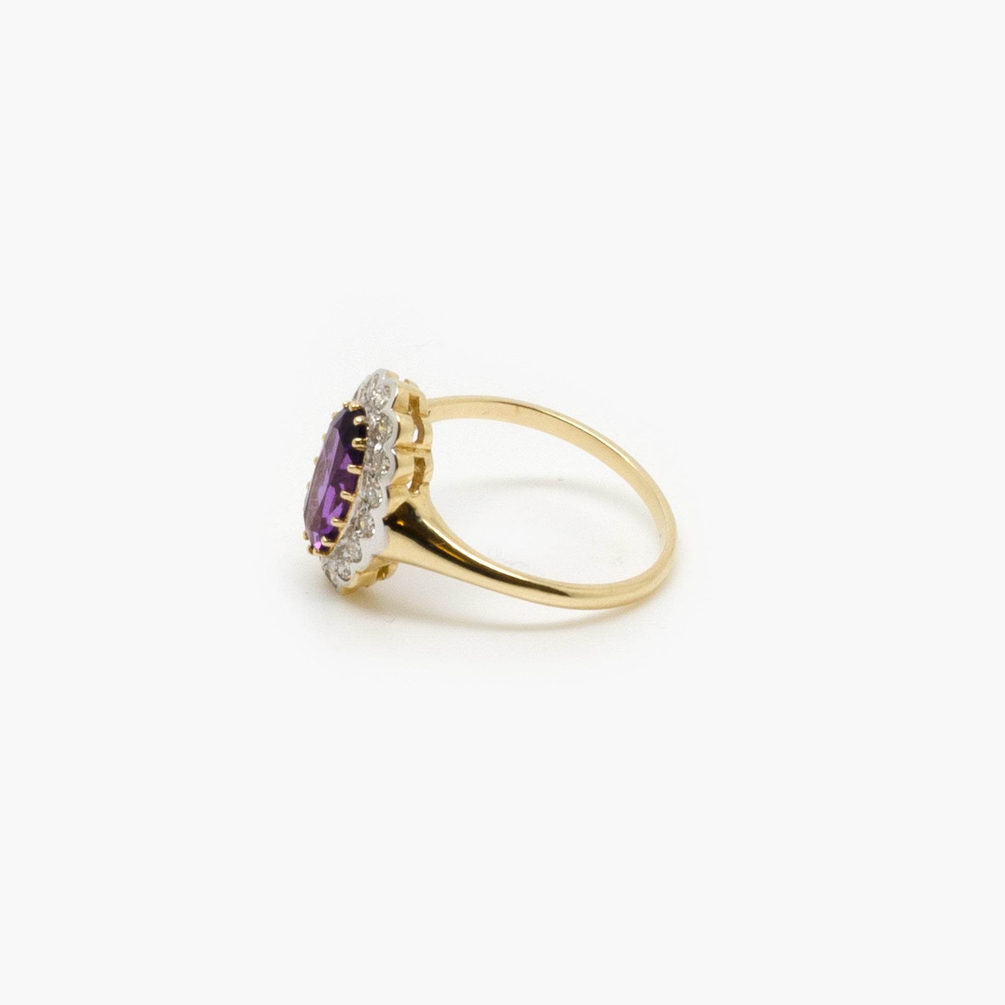 Oval Purple Amethyst & Diamond Cluster Ring - Jordans Jewellers