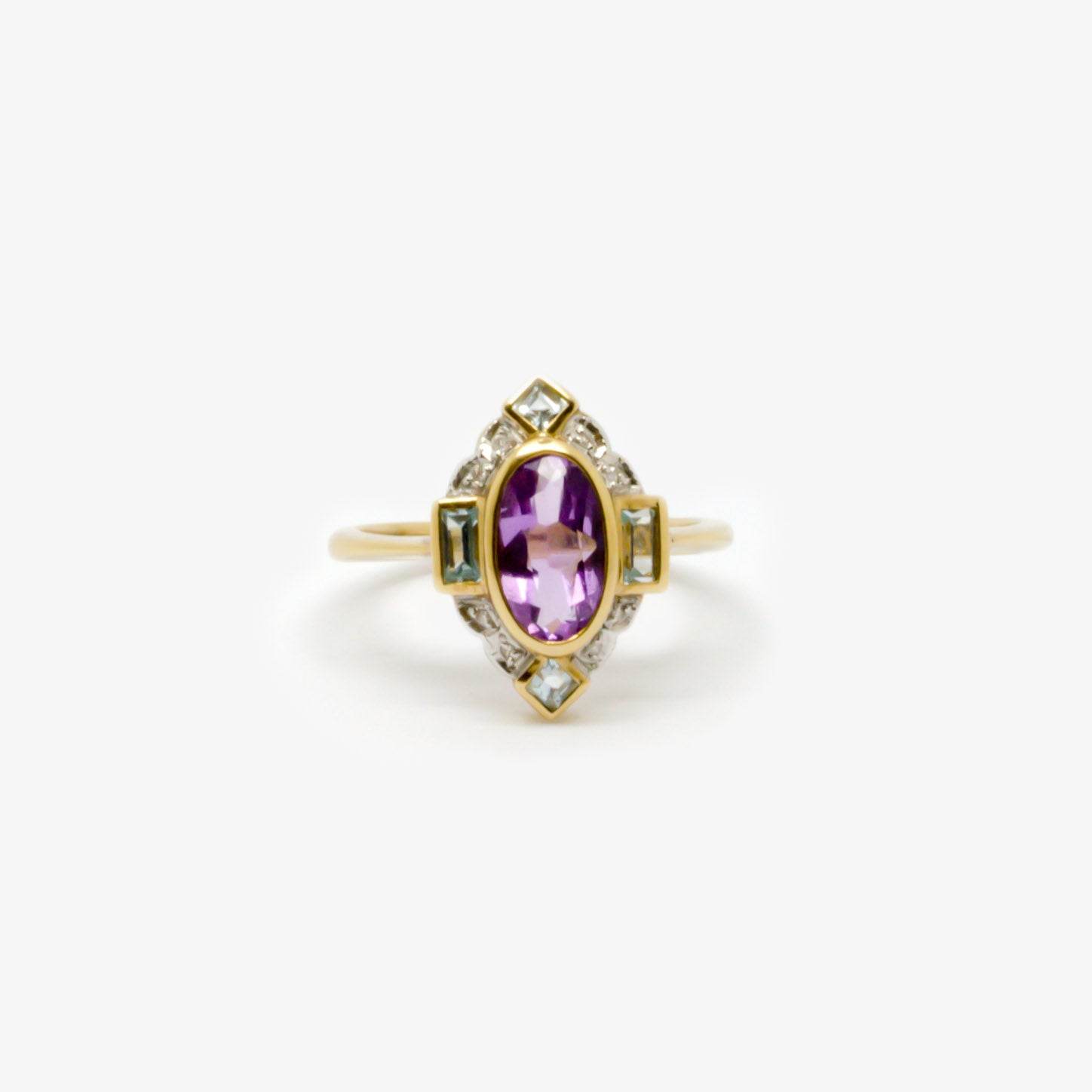 Amethyst Diamond & Aquamarine Ring - Jordans Jewellers