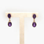 9 Carat Yellow Gold Amethyst Double Drop Earrings - Jordans Jewellers