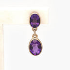 9 Carat Yellow Gold Amethyst Double Drop Earrings - Jordans Jewellers