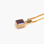 9 Carat Yellow Gold Square Amethyst Pendant - Jordans Jewellers